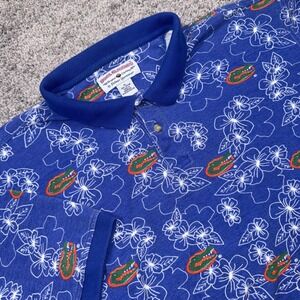 Vintage Florida Gators Boca Classics Polo Mens Floral Tropical Blue XL EXCELLENT